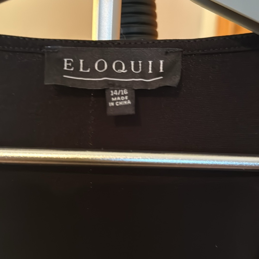 Eloquii Black Boxy Tie Front Blouse. Size 14/16. Like new. - Picture 2 of 2